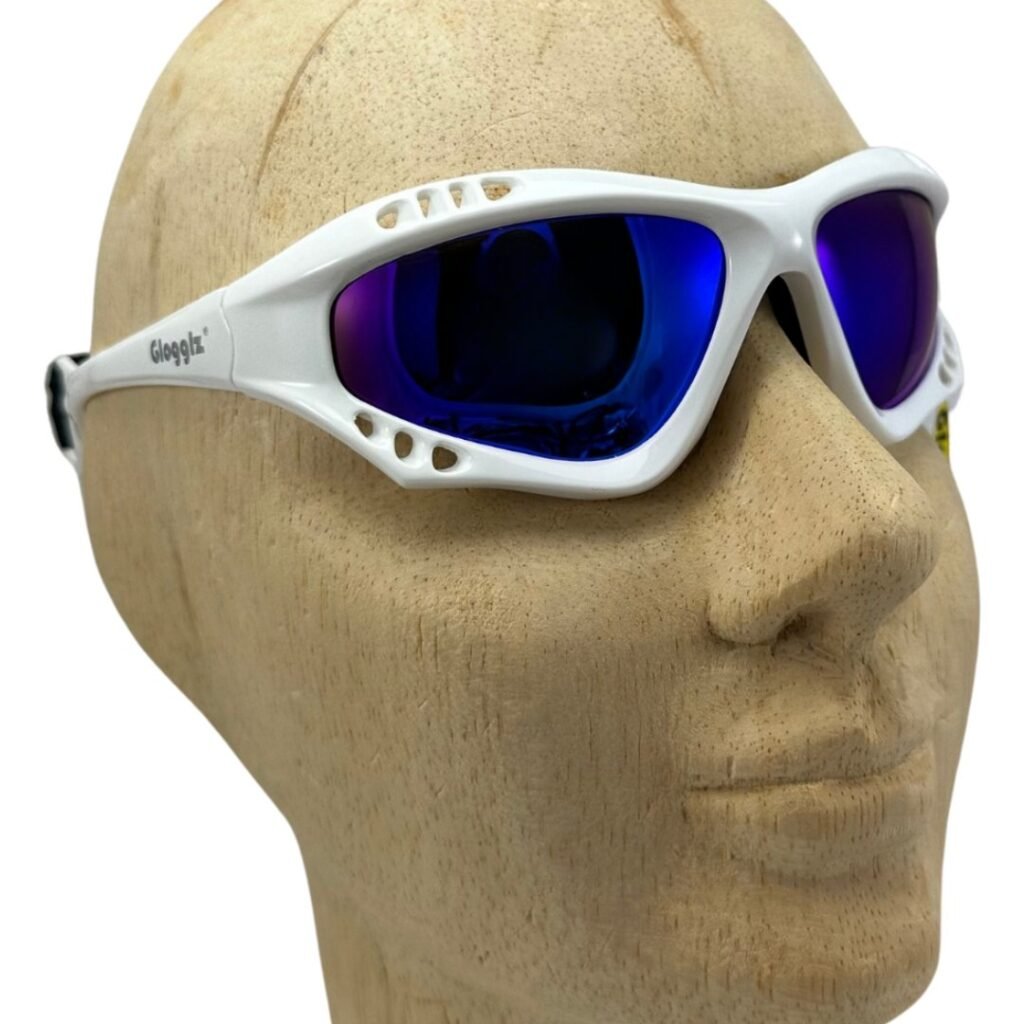 Glogglz® Finz Polarised Sports Sunglasses – White | UV400 Protection, Anti-Fog & Secure Fit