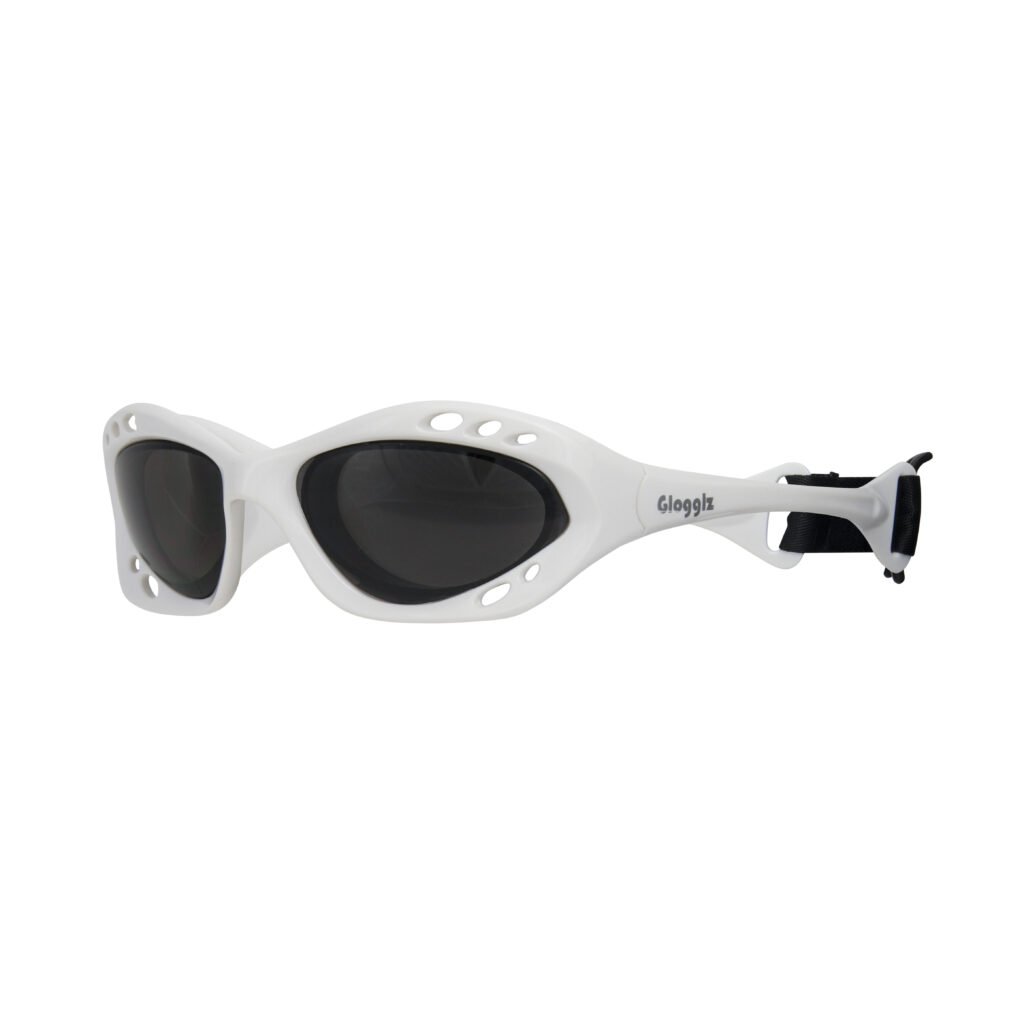 Glogglz® Cudaz Swim Goggles – White | UV400 Protection, Anti-Fog & Adjustable Strap