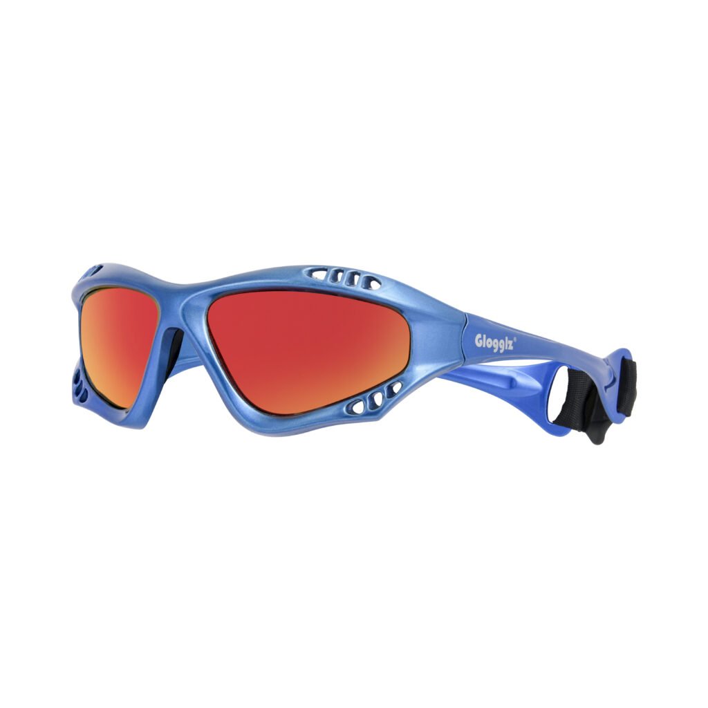 Glogglz® Finz Polarised Sports Sunglasses – Blue | UV400 Protection, Anti-Fog & Secure Fit