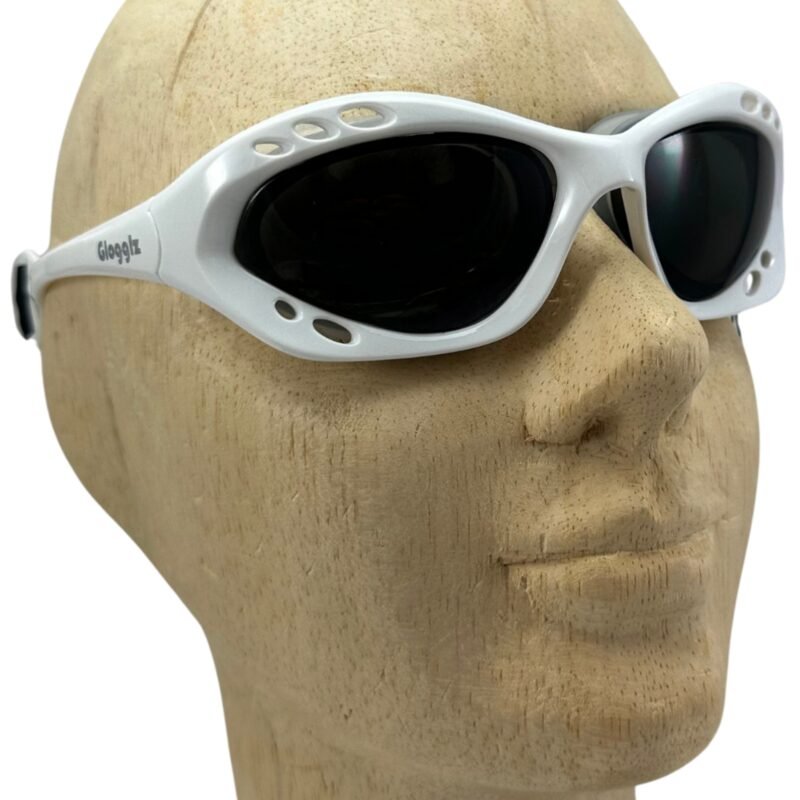 Glogglz® Cudaz Swim Goggles – White | UV400 Protection, Anti-Fog & Adjustable Strap
