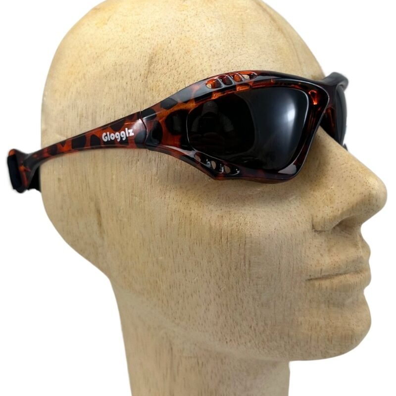 Glogglz® Finz Polarised Sports Sunglasses – Brown / Leopard | UV400 Protection, Anti-Fog & Secure Fit