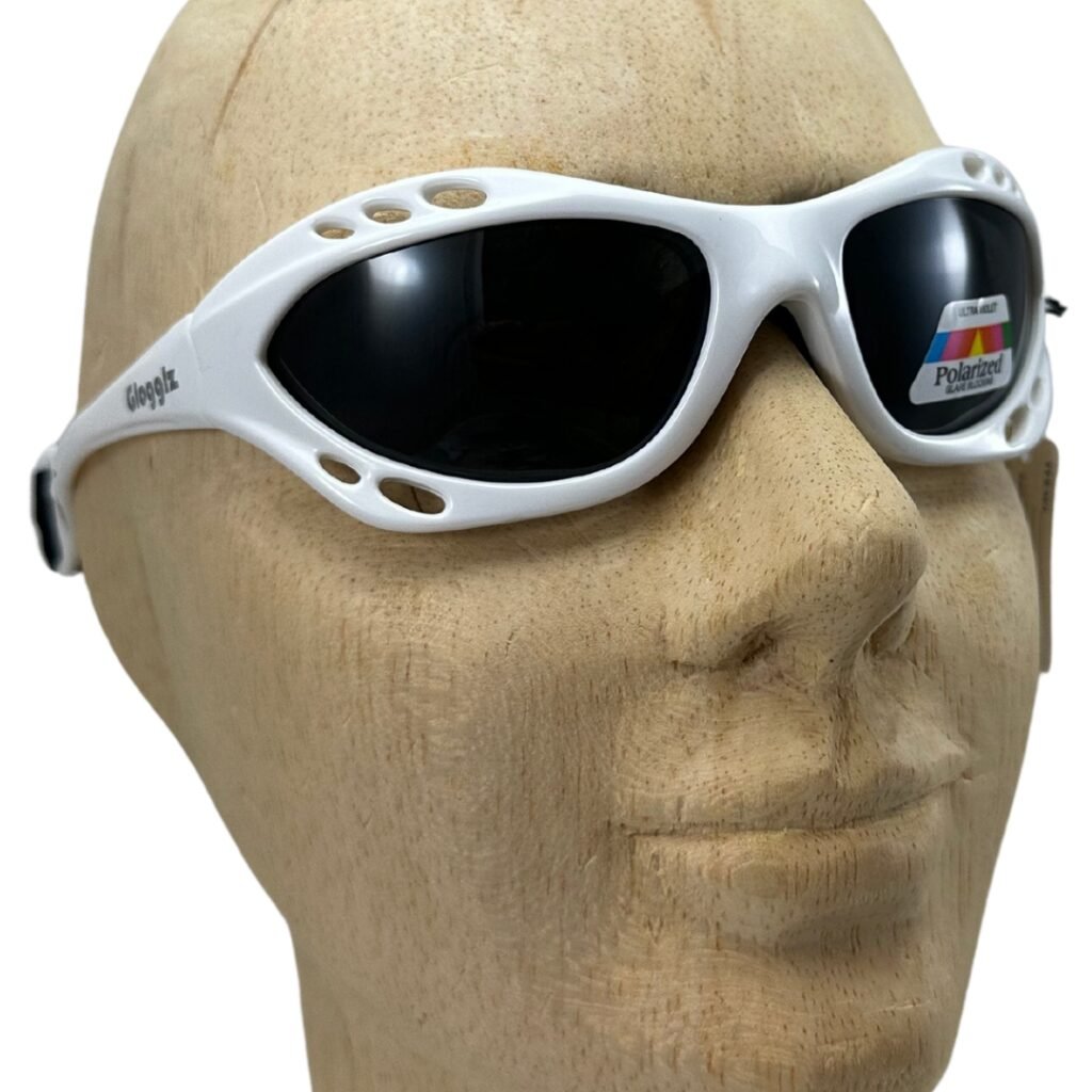 Glogglz® Rayz Polarised Sports Sunglasses – White | UV400 Protection, Anti-Fog & Secure Fit
